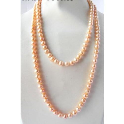 48'' 10MM Pink Round Freshwater Pearl Necklace