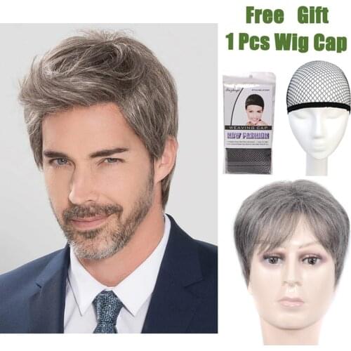Middle-aged And Elderly Men Wig Short Straight Hair Wigs For Men Synthetic High Temperature Fiber Wigs