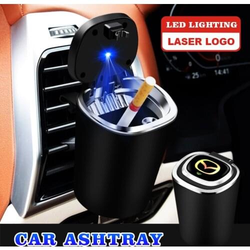 Car Ashtray LED Light Garbage Storage Cup Home Office Cigarette Smoke Holder For Mazda Demio Funda Atenza Axela Speed RX8 CX6