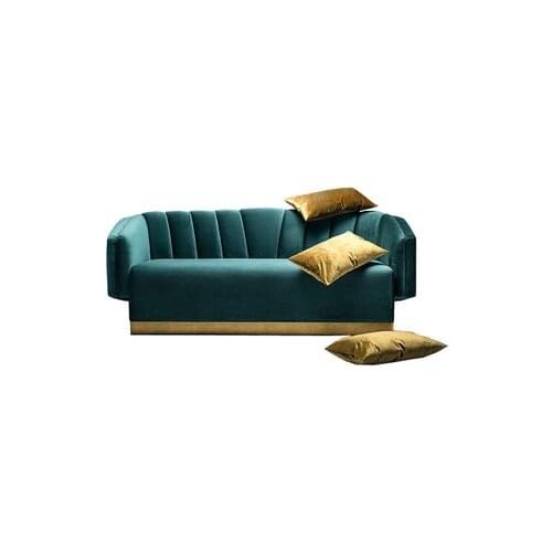 Retro simple three person sofa villa bedroom green sofa light luxury living room multi person sofa combination