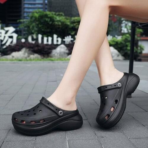 Summer Women Clogs Quick Dry Wedges Garden Shoes Beach Sandals Antiskid Home Slippers Thick Sole Increased Flip Flops for Women