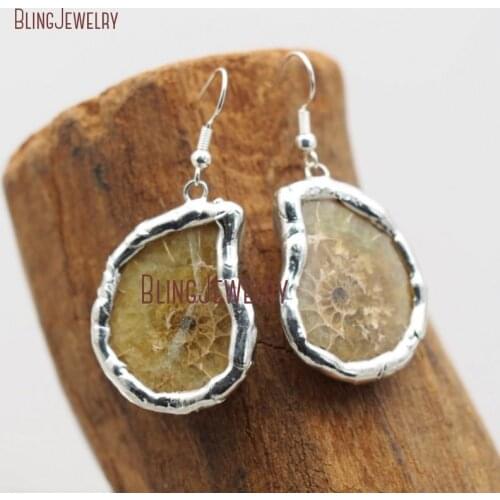 Silver Solder Natural Ammonite Sea Snail Earrings Wheck Conch Charm Siphonaria Nautilus Shell Dangle Earring ER29201