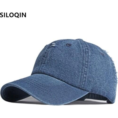 SILOQIN Ripped Hip Hop Hats Novelty Personality Denim Baseball Caps For Men Women Snapback Cap Adjustable Size Couple Sports Cap