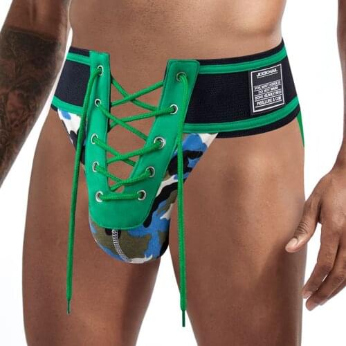 JOCKMAILl Jockstrap Gay Lace RIVET Camouflage Green Extra Wide Belt See String Homme Adult Sports Sexy Underwear Lot G String