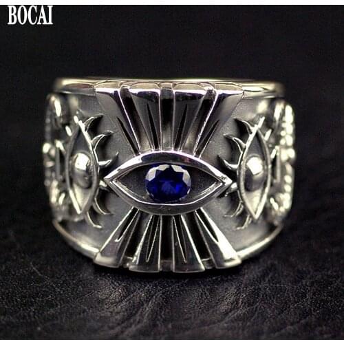 Thailand jewelry Pharaohs Eye Mens 925 Silver rings Thai Silver Ring
