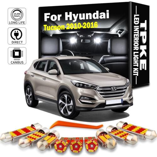 TPKE 8Pcs White Car LED Interior Lights Package For 2010-2016 Hyundai Tucson Map Dome Trunk License Plate Light