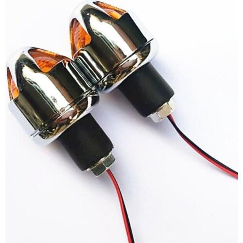 Universal 7/8" 22mm Motorcycle Handlebar Metal Chrome Turn Signal Grip Bar End Plug Strobe Amber Side Marker Light