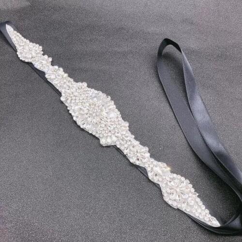 Silver Diamond Bridesmaid Belts Womens Bridal Ribbon Belts Wedding Bride Sash Prom Belt