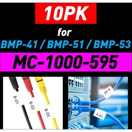 1/5/10PK M Series Tape MC 1000 595 Compatible BMP-41 BMP-51 BMP-53 Label Maker Industrial Label Tape 19.1mm Black on White Tape
