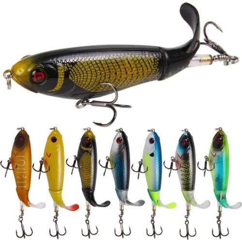 1PCS Whopper Popper 10cm 17g Topwater Fishing Lure Artificial Bait Hard Plopper Soft Rotating Tail Fishing Tackle Geer Pesca