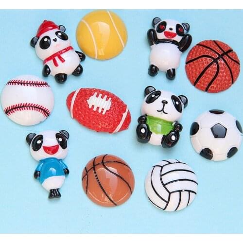 10pcs/lot Mini Resin Football Basketball Decoration Crafts Flatback Cabochon Embellishments For Scrapbooking Finding XL812