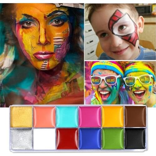 12 in 1 Face Body Paint Art Fancy Dress Beauty Makeup Play Palette Party Pigment Halloween Oil Painting Art Beauty Makeup Tool