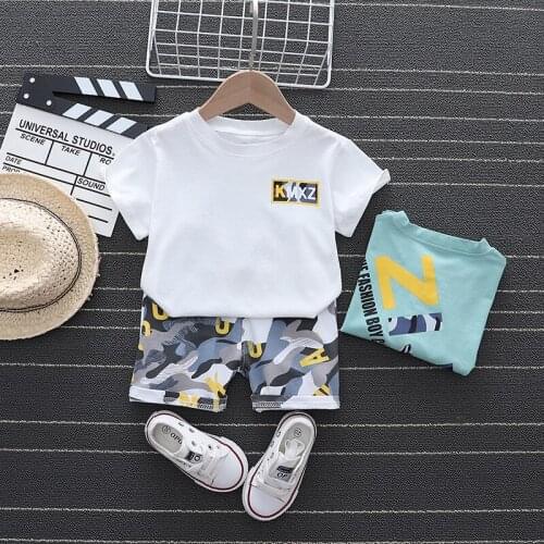 Children Clothes Fashion Summer Baby Girls Clothing Boys SPorts T-Shirt+Camouflage Shorts 2pc/Sets Toddler Cotton Kids Tracksuit