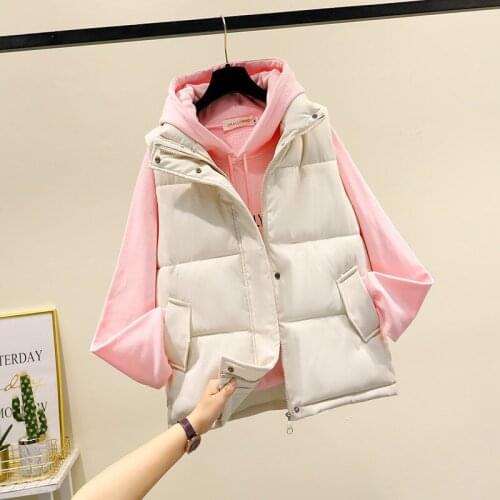 2021 Winter Women Sleeveless Vest Coat Warm Jacket Down Cotton Padded Parka Waistcoat Female Mandarin Collar Vest Jacket