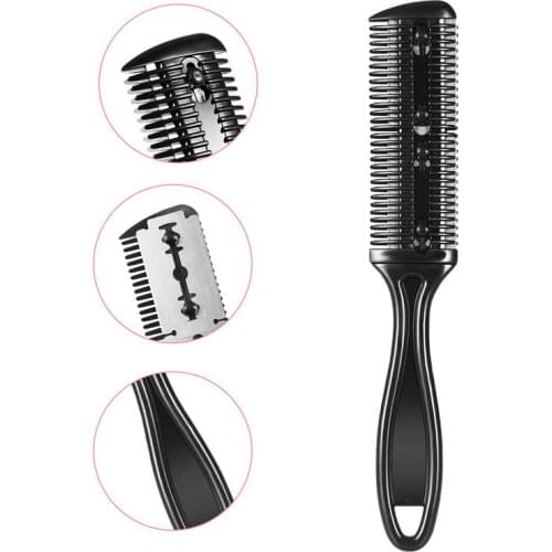 3pcs Plastic Hair Comb Haircut Blade Stainless Steel Haircut Scissors Cutter Trimmer Hair Comb for Barbershop Dressing Room Home