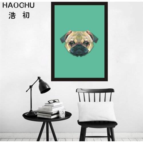 HAOCHU Abstract European Style Adorable French Bulldog Pug Dog Head Decorative Painting Cartoon Children Room Nordic Poster
