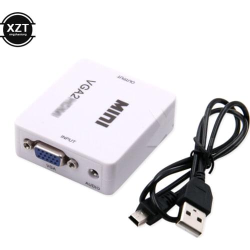 1080P MINI VGA to HDMI Converter With Audio VGA2HDMI Video Box Adapter for Notebook PC for HDTV Projector