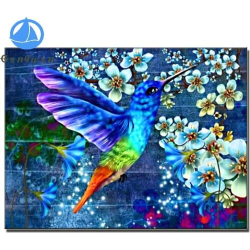 Diamond Painting Hummingbird and flower landscape 5d DIY Full Square Round Diamond Embroidery Mosaic Animal pattern Handmade art