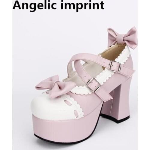 Angelic imprint handmade woman mori girl lolita cosplay shoes lady super high heels pumps women princess dress party shoes 9.5cm