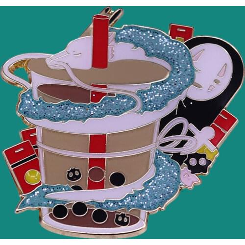 Anime White Dragon Enamel Pins Brooch Collecting Milk Tea Lapel Badges Men Women Fashion Jewelry Gifts Adorn Backpack Collar Hat