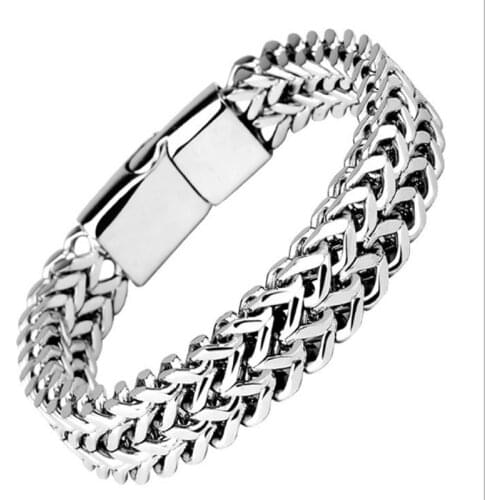 Oulai777 men bracelet 2019 stainless steel link chain on hand mens accessories charm male bracelets men bangles mens rock style