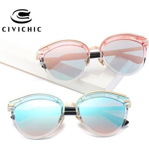 CIVICHIC New Fashion Women Mirror Coating Sunglasses Retro Cat Eye Oculos De Sol Leopard Streetsnap Trendsetter Gafas UV400 E347