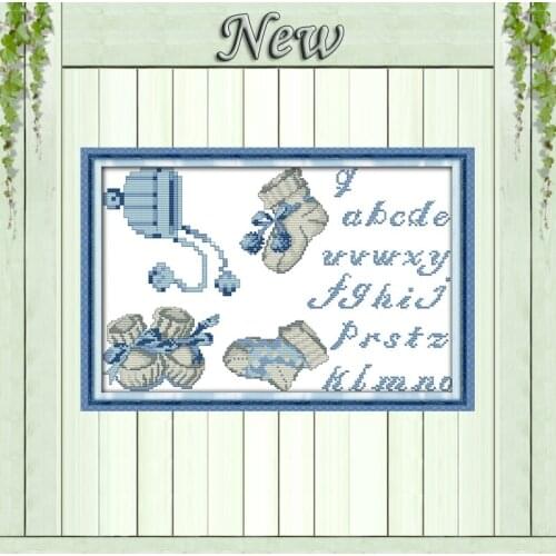 Baby shoes and hats NKF paintings counted print on canvas DMC 14CT 11CT DIY Cross Stitch chinese Needlework Embroidery Sets kits
