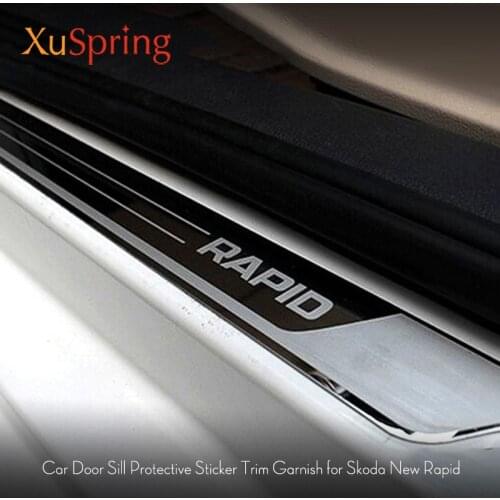 For Skoda Rapid 2016 2017 2018 2019 Car Scuff Plate Door Sill Protective Trim Welcome Pedal Car Styling