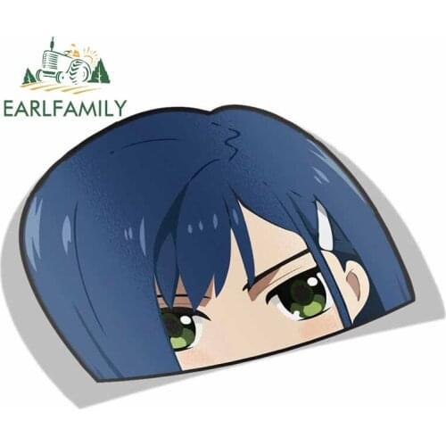 EARLFAMILY 13cm x 9cm Cartoon Car Sticker for Ichigo Darling In The Franxx Peeker Peek BIG HEAD Anime Vinyl JDM Window Decal