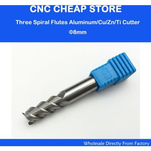 2pcs/lot 8mm x 8mm x 20mm L 60mm CNC Router HRC55 Bit Aluminium Cutting 3F Three Flute End Mill Milling Cutter Free Shipping