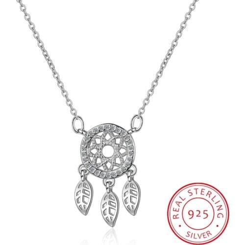 Hot Sale Micro CZ Dream Catcher Necklace 925 Sterling Silver Zirconia Necklace For Women collares S-N268