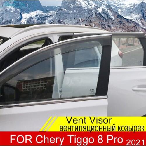 For Chery Tiggo 8 Pro 2021 Accessories Window Visor Sun Rain Wind Deflector Awning Shield Vent Guard Shade Cover Trim