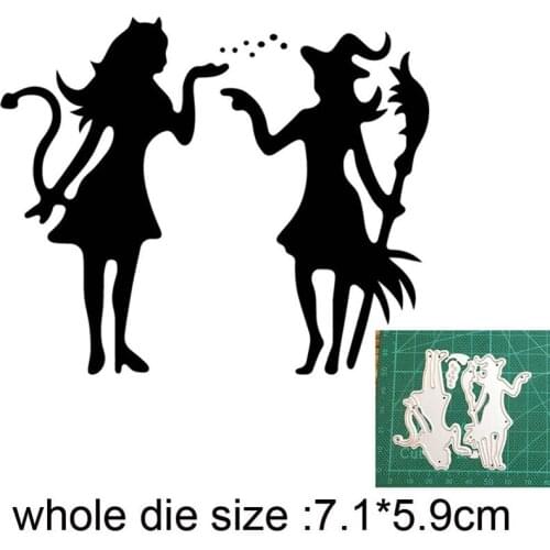 2pcs Halloween Witch Metal Cutting Dies Stencils for DIY dies Scrapbooking Embossing Dies Paper Cards Decorative Crafts Die Cuts