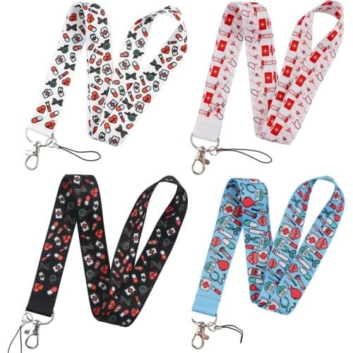 Cartoon Doctors Nurse Neck Strap Keychain Lanyard for Keys ID Card Badge Holder Hang Rope Mobile Phone Straps Accessories