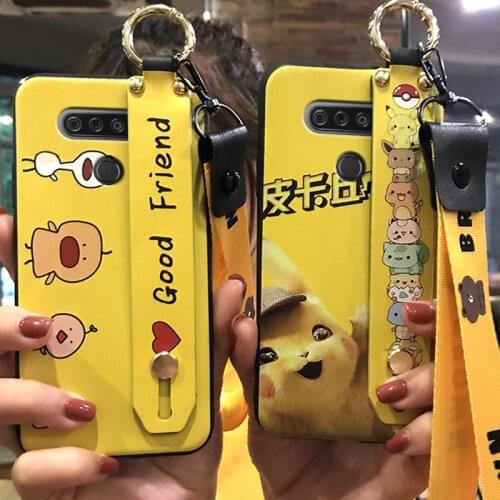 Soft Case Phone Holder Phone Case For LG K51 Fashion Design Back Cover Anti-knock New Wrist Strap