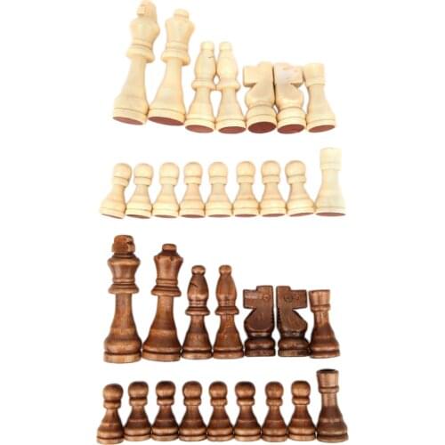 32pcs Wooden Chess Pieces Set Entertainment Tournament Chessmen 4inch King Pawns Figurine for Children Board Game