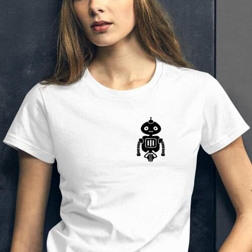 New cute Robot print cotton t shirt for woman men Graphic tee Hipster Tumblr Cozy tops plus size drop ship