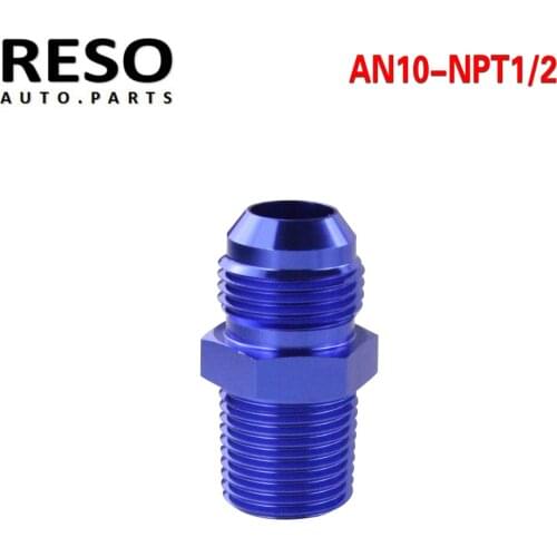 RESO--AN10 to 1/2 NPT Straight Adapter Flare Fitting auto hose fitting Male