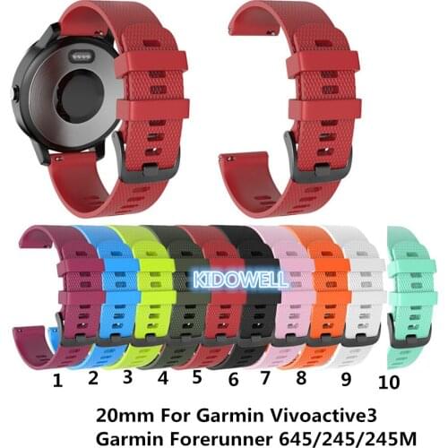 20mm Strap For Garmin Vivoactive 3 Watch Band Silicone Sport Replacement Belt For Garmin Forerunner 645/245/245M Smart Watch