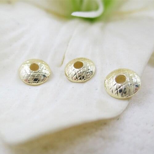 Vacuum plating gold Brass round Beads cap rhombic engraving beads hat for making jewelry accessories 6mm 20pcs