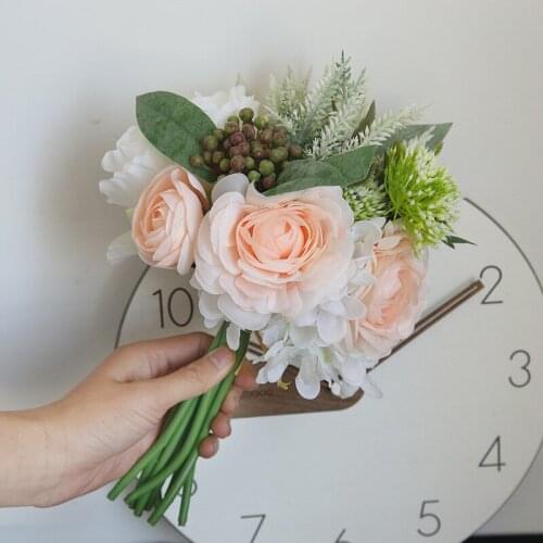 Wedding Bouquet Polyester Penoy Rose Bud Wedding Flowers Bridal Bouquets Artificial Bridesmaids Wedding Table Decoration Flowers