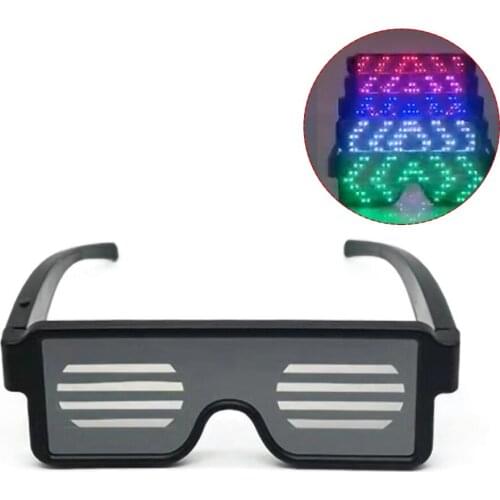 USB Charging LED Lighting Eyeglasses 4 Colors 10 Patterns Luminous Glasses for Halloween Bar KTV unusual