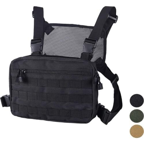 Tactical Vest Bag Men Adjustable Molle Chest Pouch Nylon Pack Military Hip Hop Shoulder Bag Backpack Outdoor Mesh Combat Bags