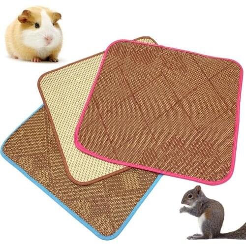 Dark Brown Straw Cloth Comfortable Summer Pet Rabbit Hamster Straw Sleeping Cushion Bed Mat Breathable Cooling Pad Sleep Rest