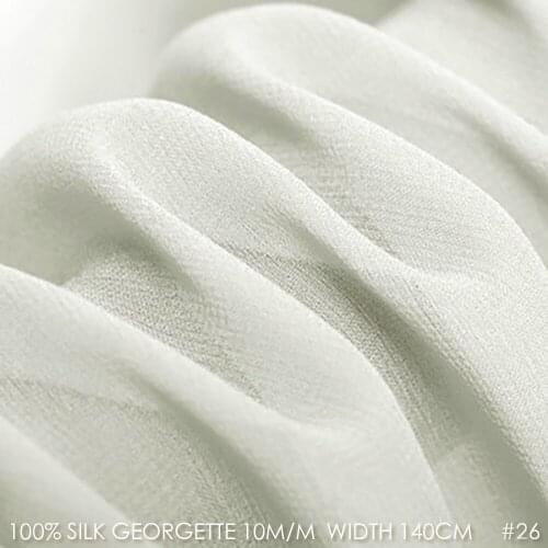 100% SILK Georgette Fabric Pure Silk Fabric 10 momme 140cm Width Wedding Dress Silk Gauz Fabric Free Shipping Natural White 26