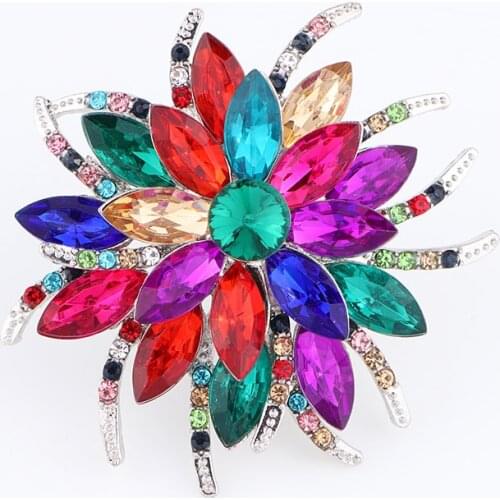 TODOX Brooch New Crystal Pins Women Purple Flower blue Brooches zinc Alloy Jewelry Fashion Wedding Party Brooch Fashion Jewelry