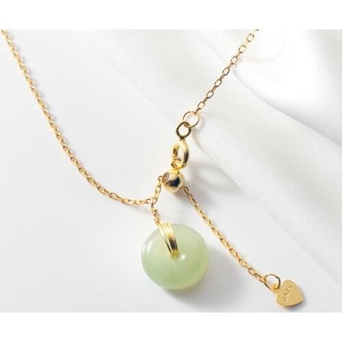Vintage pendant necklaces for women natural jade dangle neck chain 925 sterling silver fine jewelry party casual wedding gifts
