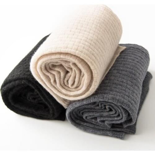 Knitted 100% Cashmere Scarf Women Luxury brand Men Solid Color Real Soft Long Cashmere scarf Warm Thick Lady Autumn Winter