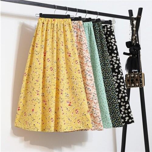Boho Floral Print A-line Womens Maxi Skirt Elastic High Waist Vintage Womens Skirts 2021 Women Summer Holiday Beach Skirt XXL