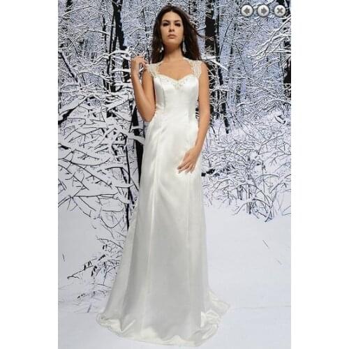 Sweetheart Long Wedding Dresses Open Back White ivory custom Lace satin Bridal Dress For Wedding Party Vestidos De Novia A-line